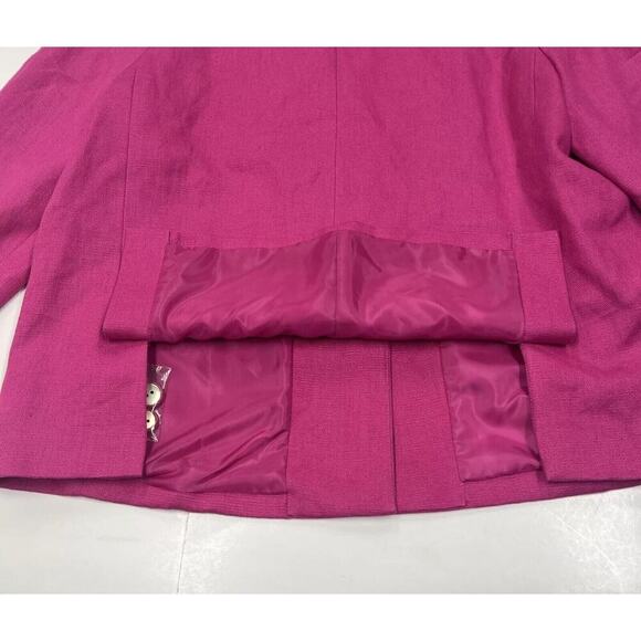 Talbots Linen Blazer Women Size 16 Petite Pink Office Lined Barbiecore - Picture 10 of 10